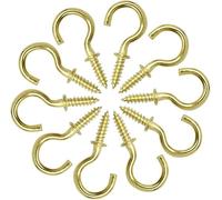 ASPIRE UK Gold Plated Mug Hooks 40 x 50mm Shouldered Hooks Heavy Duty for Cups Kitchen Storage Wall Mounted Hooks Screw in Hooks