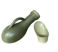 ASPIRE UK Green Portable Urinal Bottle with Female Funnel Leakproof Reusable Urine Bottle with Handle Unisex Toilet Aid for Men & Women
