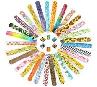 ASPIRE UK Pack of 10 Slap Bracelets for Kids Bulk Pack, Colourful Cartoon Snap Wristbands, Fun Slap Bands Party Bag Fillers, Birthday Gifts, Classroom Rewards & Fidget Toys for Boys and Girls