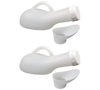 ASPIRE UK Pack of 2 White Portable Urinal Bottle with Female Funnel Leakproof Reusable Urine Bottle with Handle Unisex Toilet Aid for Men & Women
