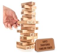ASPIRE UK Tumbling Tower Wooden Blocks Game With 54 Pieces And Dice Fun Classic Family Game For Kids Adults Children Stacking Building Game Party Indoor Outdoor Toy Wooden Tower Game Set