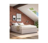 Aspire Upholstered Platform Ottoman Bed Frame in Kimiyo Linen Fabric in Natural | Size: Double Aspire Natural Double