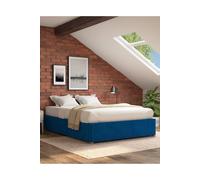 Upholstered Platform Ottoman Bed Frame in Plush Velvet Fabric Aspire Navy Double