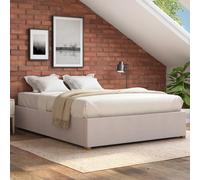 Aspire Upholstered Platform Ottoman Bed Frame in Kimiyo Linen Fabric in Natural | Size: Single Aspire Natural Single