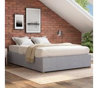 Aspire Upholstered Platform Ottoman Bed Frame in Kimiyo Linen Fabric in Silver | Size: Small Double Aspire Silver Small Double