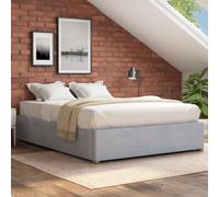 Upholstered Platform Ottoman Bed Frame in Plush Velvet Fabric Aspire Light Grey Small Double
