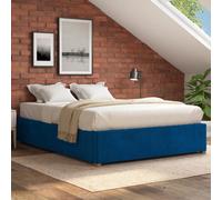 Upholstered Platform Ottoman Bed Frame in Plush Velvet Fabric Aspire Navy Super King