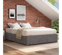 Upholstered Platform Ottoman Bed Frame in Plush Velvet Fabric Aspire Grey King