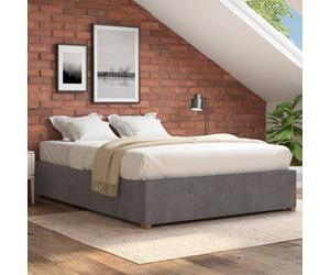 Aspire Upholstered Platform Ottoman Bed Frame Uk Made, Plush Steel, Size Small Double
