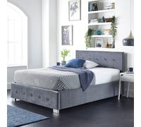 Aspire Velvet Small Double Side Lift Ottoman Bed - Grey