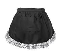 Aspire Waist Apron with Pocket, Black Cotton Kitchen Half Apron for Cooking, Women Costume Maid Apron - M