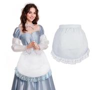 Aspire Waist Apron with Pocket, White Cotton Kitchen Half Apron for Cooking, Women Costume Maid Apron - XL
