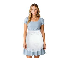 Aspire Waist Apron with Pocket, White Cotton Kitchen Half Apron for Cooking, Women Costume Maid Apron - M
