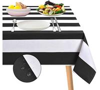 ASPMIZ Black and White Striped Tablecloth for Rectangle Tables, Geometric Stripe Waterproof Polyester Table Cloth for Kitchen Dining Room, Tablecloth Square 55” x 55”