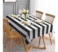 ASPMIZ Black and White Striped Tablecloth for Rectangle Tables, Geometric Stripe Waterproof Table Cloth for Kitchen Dining Room, Polyester Tablecloth Rectangle 60” x 104”