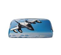 ASPOIJHN Aircraft Fighter Jets Versatile Leather Pencil Case Stylish Storage Pouch for School Office Stationery Cosmetic Bag Coins Organizer