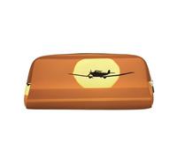 ASPOIJHN Aircraft Plane at Sunset Versatile Leather Pencil Case Stylish Storage Pouch for School Office Stationery Cosmetic Bag Coins Organizer