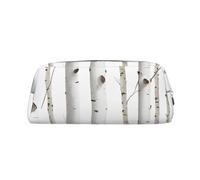 ASPOIJHN Birch Tree Versatile Leather Pencil Case Stylish Storage Pouch for School Office Stationery Cosmetic Bag Coins Organizer