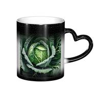 ASPOIJHN (Bright Cabbage) 11oz Color Change Magic Mug Heat-Reactive Changing Mug with Heart-Shaped Handle for Home Cafe Office
