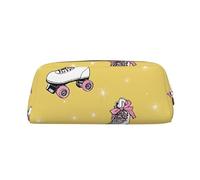 ASPOIJHN Colorful Roller Skates Versatile Leather Pencil Case Stylish Storage Pouch for School Office Stationery Cosmetic Bag Coins Organizer