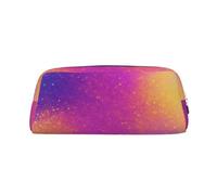ASPOIJHN Colorful Starlight Versatile Leather Pencil Case Stylish Storage Pouch for School Office Stationery Cosmetic Bag Coins Organizer
