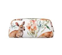 ASPOIJHN Funny Cartoon Kangaroo Zoo Versatile Leather Pencil Case Stylish Storage Pouch for School Office Stationery Cosmetic Bag Coins Organizer