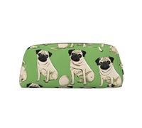ASPOIJHN Imagen De Pug Versatile Leather Pencil Case Stylish Storage Pouch for School Office Stationery Cosmetic Bag Coins Organizer