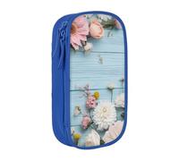 ASPOIJHN (Teal Barn Door Floral) Large Capacity Double Layer Pencil Case Pen Pouch School Supplies for Girls Boys Teens Elementary Middle