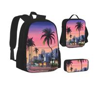 ASPOIJHN (The Old Hollywood) Backpack Pencil Case and Lunch Bag Collection for Girls Boys Teens Kids Elementary Middle Back-to-School Bundle