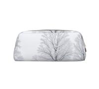 ASPOIJHN Trees On Snowy Days Versatile Leather Pencil Case Stylish Storage Pouch for School Office Stationery Cosmetic Bag Coins Organizer