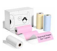 ASprink Color Thermal Paper 4 Rolls, Compatible with T02 M02X M02L M02 M02PRO M02S P2 P2S M04S Portable Thermal Printer, 57mm x 3.5m, White/Yellow/Pink/Blue Sticker Paper, 5 Years Preservation