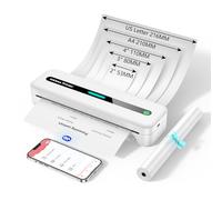 ASprink Portable Printer Wireless for Travel, Bluetooth Thermal Printer A4 Support for A4/110MM /80MM /53MM/US Letter, Inkless Printer Compatible with iOS, Android for Car, Office and Home, White