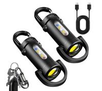 ASPUIC 2PCS 1200LM Super Bright Mini Keychain Flashlight Waterproof,Rechargeable USB LED Torch,Waterproof Small Pocket Keyring Light,Portable EDC Torches for Hiking,Camping,Emergency(Black)