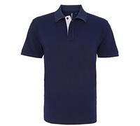Asquith & Fox Polo Shirt - Men's Classic Fit Contrast Navy/White Cotton - XL