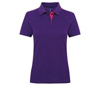 Asquith & Fox Women's Women's Contrast Polo Regular Fit Short Sleeve Polo Shirt, Multicolour (Purple/Pink 000), 8 (Manufacturer Size:XS)