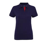 Asquith & Fox Women's Women's Contrast Polo Regular Fit Short Sleeve Polo Shirt, Multicolour (Navy/Red 000), 12 (Manufacturer Size:Medium)