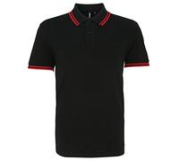 ASQUITH & FOX Men s classic fit - tipped polo - Black / Red - X-Large