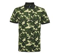 Asquith & Fox Men's Asquit and Fox Pique Polo Shirt, Multicolour (Camo Green 000), X-Large (Size:XL)