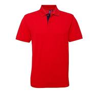 Asquith & Fox Men's Classic Fit Contrast Polo Shirt, Multicolour (Red/White 000), Large (Size:Large)
