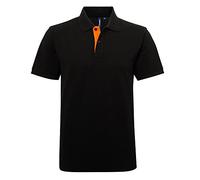 Asquith & Fox Mens Classic Fit Contrast Polo Shirt (Black/ Orange) Cotton - Size 3XL