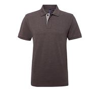 Asquith & Fox Men's Classic Fit Contrast Polo Shirt, Multicolour (Charcoal/Heather Grey 000), XXX-Large (Size:3XL)