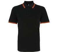 Asquith & Fox Men's Classic Fit Tipped Polo Shirt – Multicolour (Black/Orange 000) – 3XL