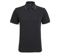 Asquith & Fox Men's Classic Fit Tipped Polo Shirt, Black Heather/Charcoal, 2XL