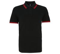Asquith & Fox Men's Asquith and Fox Men's Classic Fit Tipped Polo Regular Fit Short Sleeve Polo Shirt, Multicolour (Black/Red 000), XX-Large (Manufacturer Size:2XL)