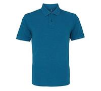 Asquith & Fox Men's Polo Shirt Regular Fit Short Sleeve Cotton Green (Teal Heather) Large