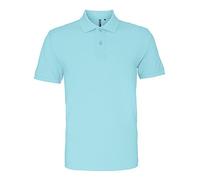 Asquith & Fox Men's Plain Short Sleeve Polo Shirt – Bright Ocean – Multicolour Cotton – Small