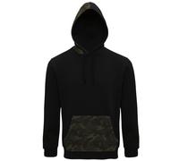 Asquith & Fox Men's Camo Trimmed Hoodie in Black | Size: Small Asquith & Fox Black S