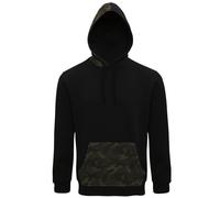 Asquith & Fox Mens Camo Trimmed Hoodie (Black/Green Camo) - Multicolour - Size Large