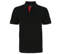 Asquith & Fox Mens Classic Fit Contrast Polo Shirt (Black/ Red) - Multicolour Cotton - Size Medium