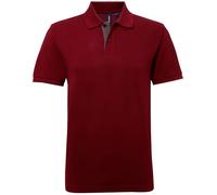 Asquith & Fox Mens Classic Fit Contrast Polo Shirt (Burgundy/ Charcoal) - Multicolour Cotton - Size Medium